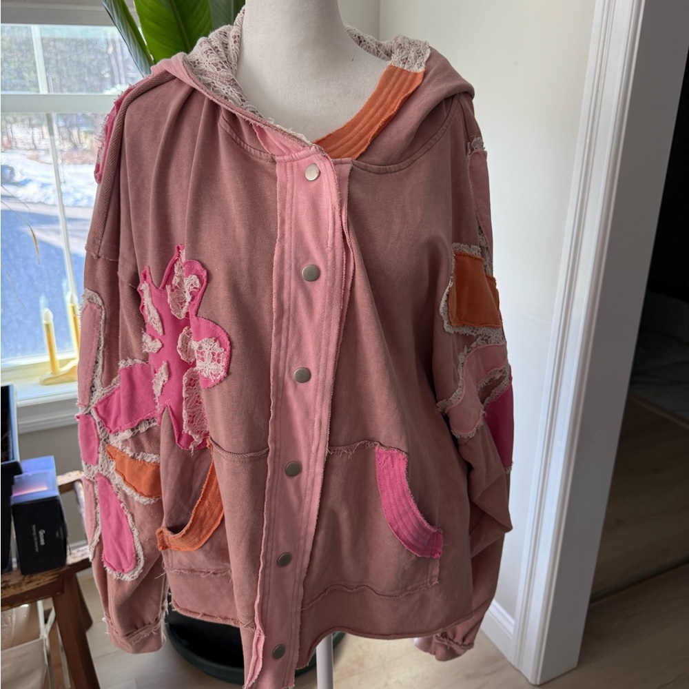 Oli & Hali Pink Utility Jacket with Floral Details